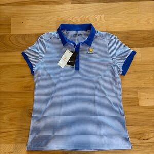 NWT Nike Blue & White Striped Official PGA President’s Cup Golf Polo